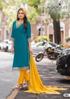 Rajrani By Wooglee Viscose Threadwork Kurti With Pant Dupatta Best Wholesale Shop In Surat